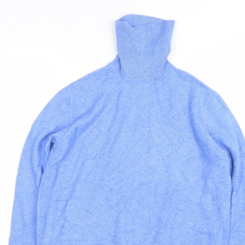 Marks and Spencer Women Blue S Roll Neck Knit Pullover Jumper