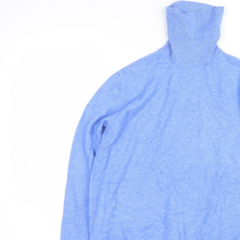 Marks and Spencer Women Blue S Roll Neck Knit Pullover Jumper
