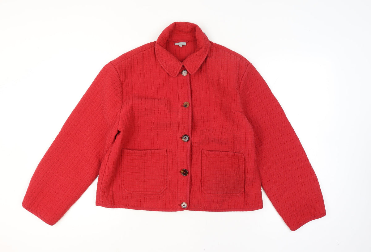 Oliver Bonas Women’s Red UK 12 Quilted Cotton Button Jacket