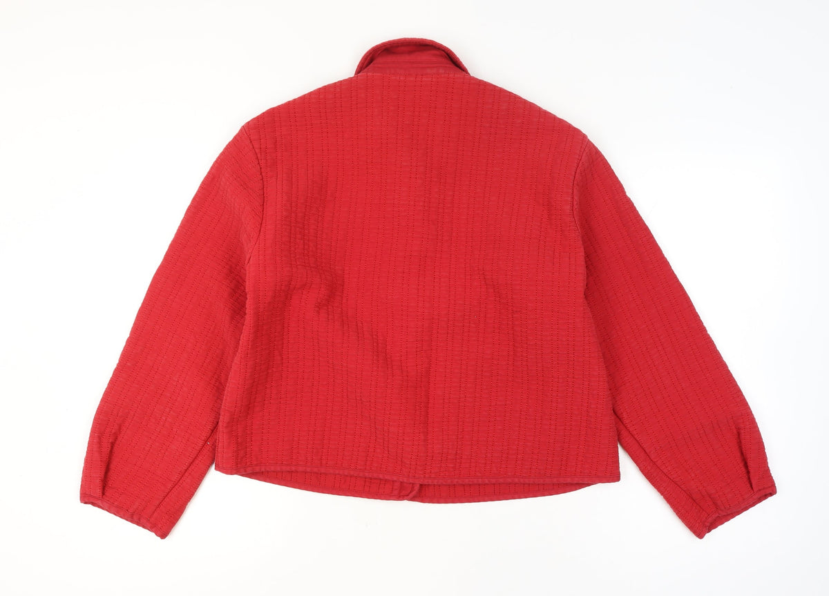 Oliver Bonas Women’s Red UK 12 Quilted Cotton Button Jacket