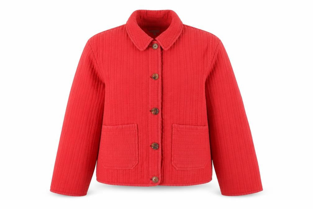 Oliver Bonas Women’s Red UK 12 Quilted Cotton Button Jacket