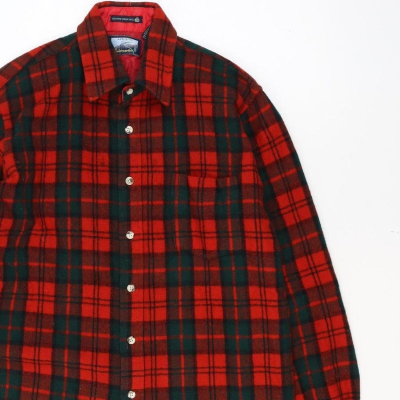 Fieldmaster Men’s Red Plaid Wool Lined Shirt Jacket L Vintage