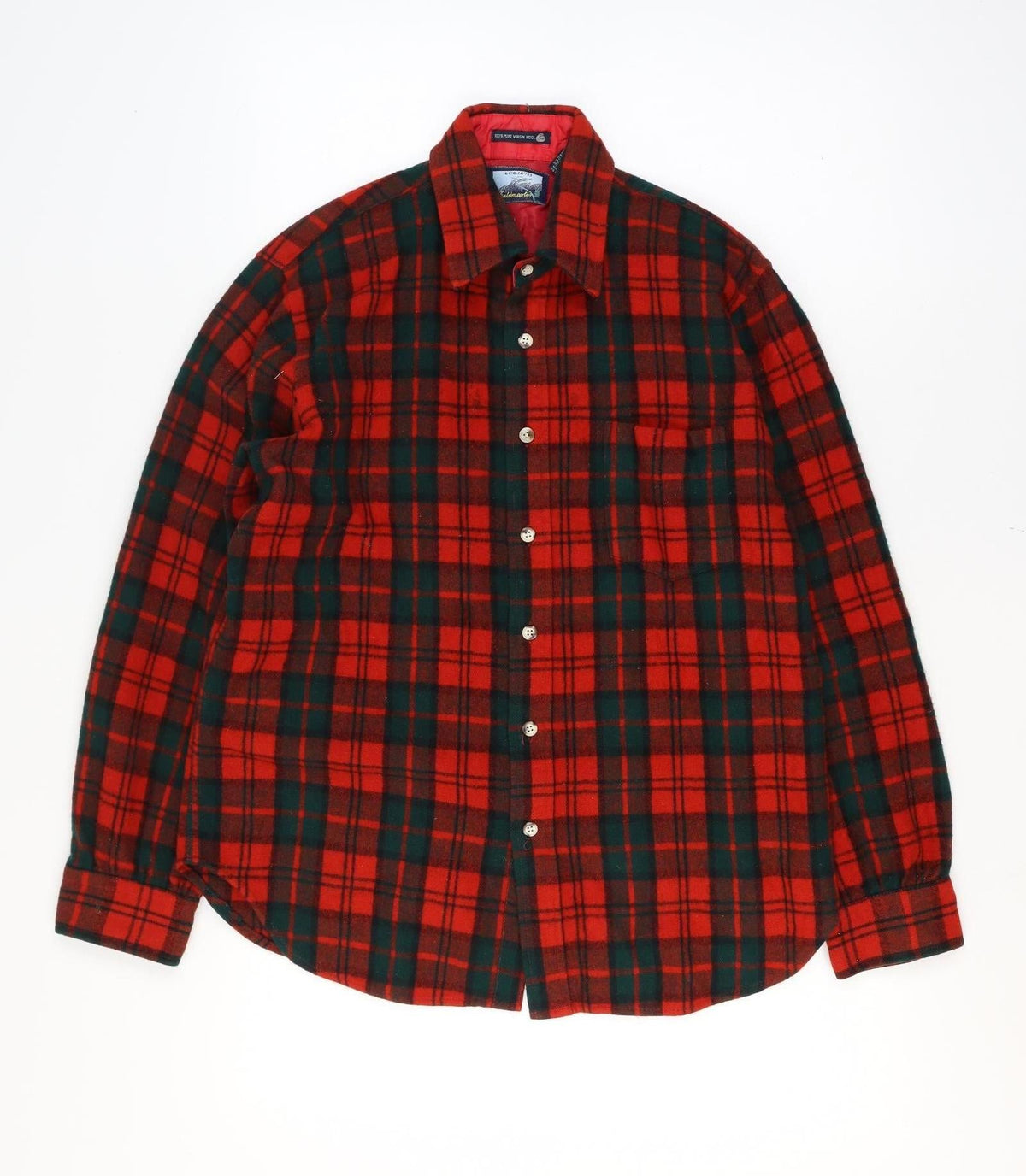 Fieldmaster Men’s Red Plaid Wool Lined Shirt Jacket L Vintage