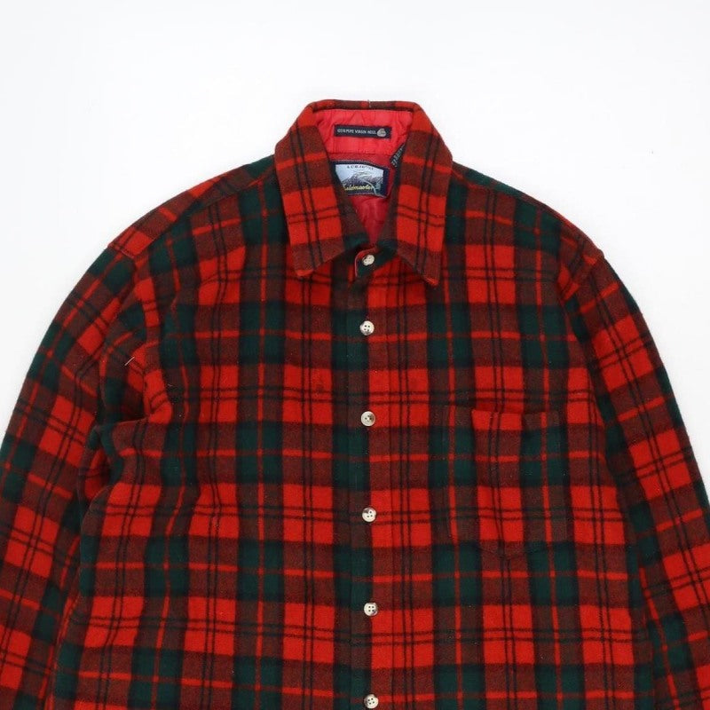 Fieldmaster Men’s Red Plaid Wool Lined Shirt Jacket L Vintage
