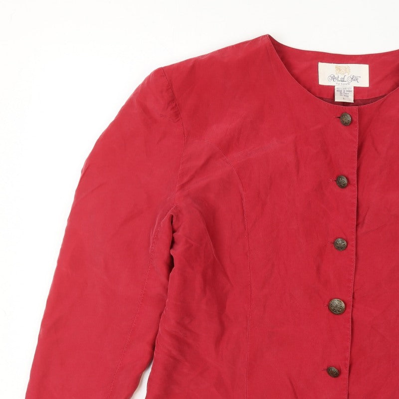 Art of Silk Women Red L 100% Silk 6 Button Suit Jacket