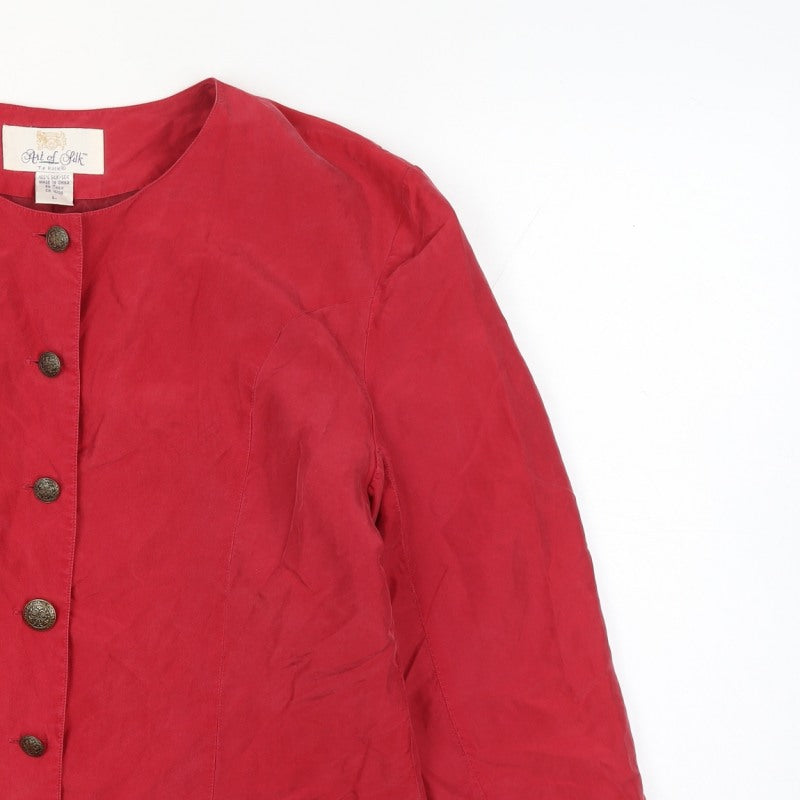 Art of Silk Women Red L 100% Silk 6 Button Suit Jacket