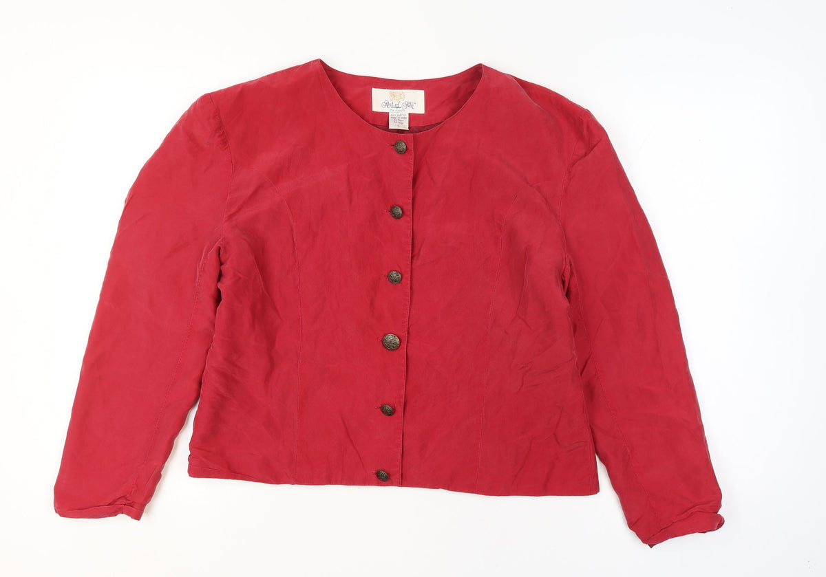 Art of Silk Women Red L 100% Silk 6 Button Suit Jacket