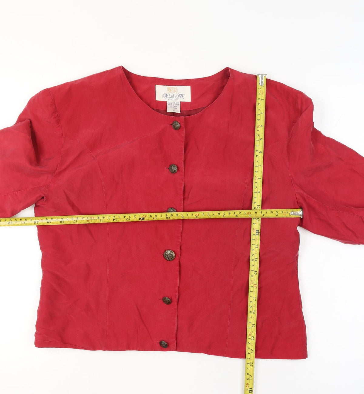 Art of Silk Women Red L 100% Silk 6 Button Suit Jacket