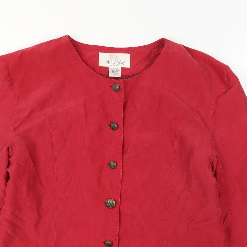 Art of Silk Women Red L 100% Silk 6 Button Suit Jacket