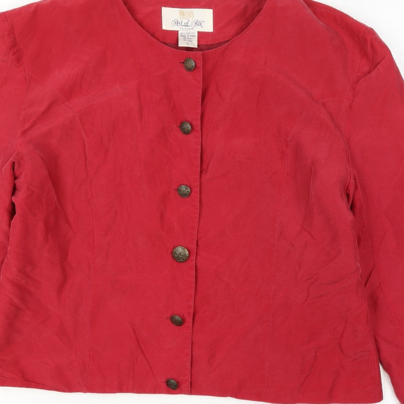 Art of Silk Women Red L 100% Silk 6 Button Suit Jacket
