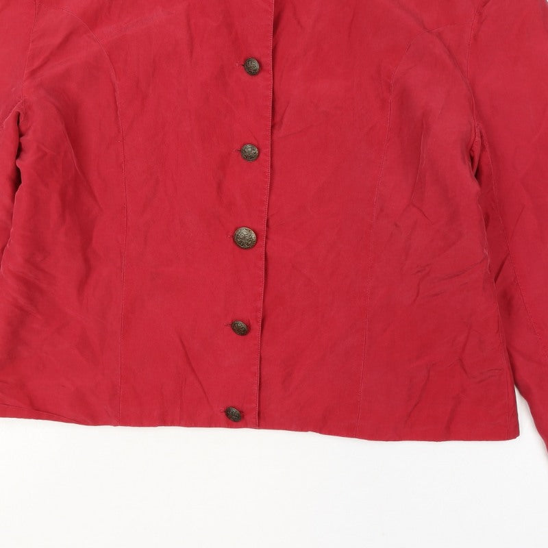Art of Silk Women Red L 100% Silk 6 Button Suit Jacket