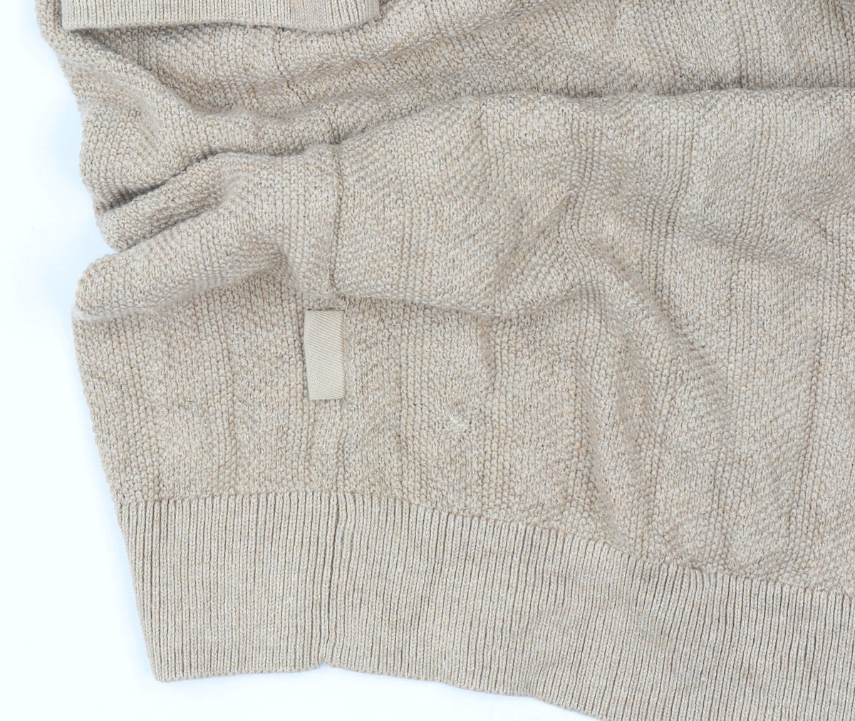Michael Kors Men Beige M Short Sleeve Button Cardigan Cotton Silk Knit