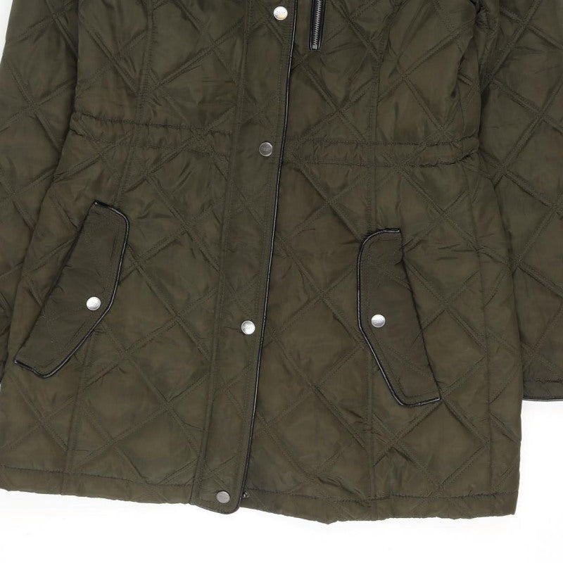 DKNY Women’s Green Small Quilted Hooded Parka Coat