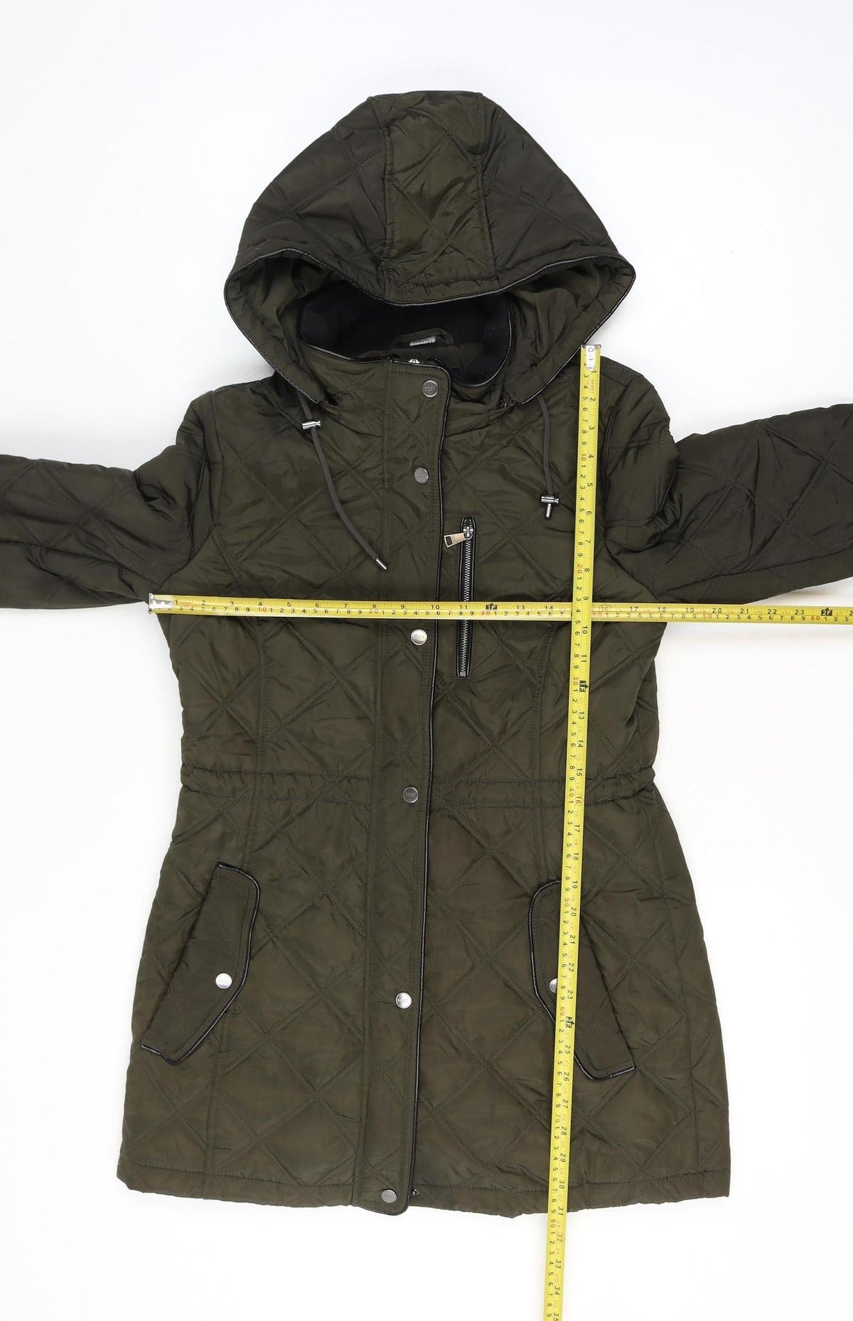 DKNY Women’s Green Small Quilted Hooded Parka Coat