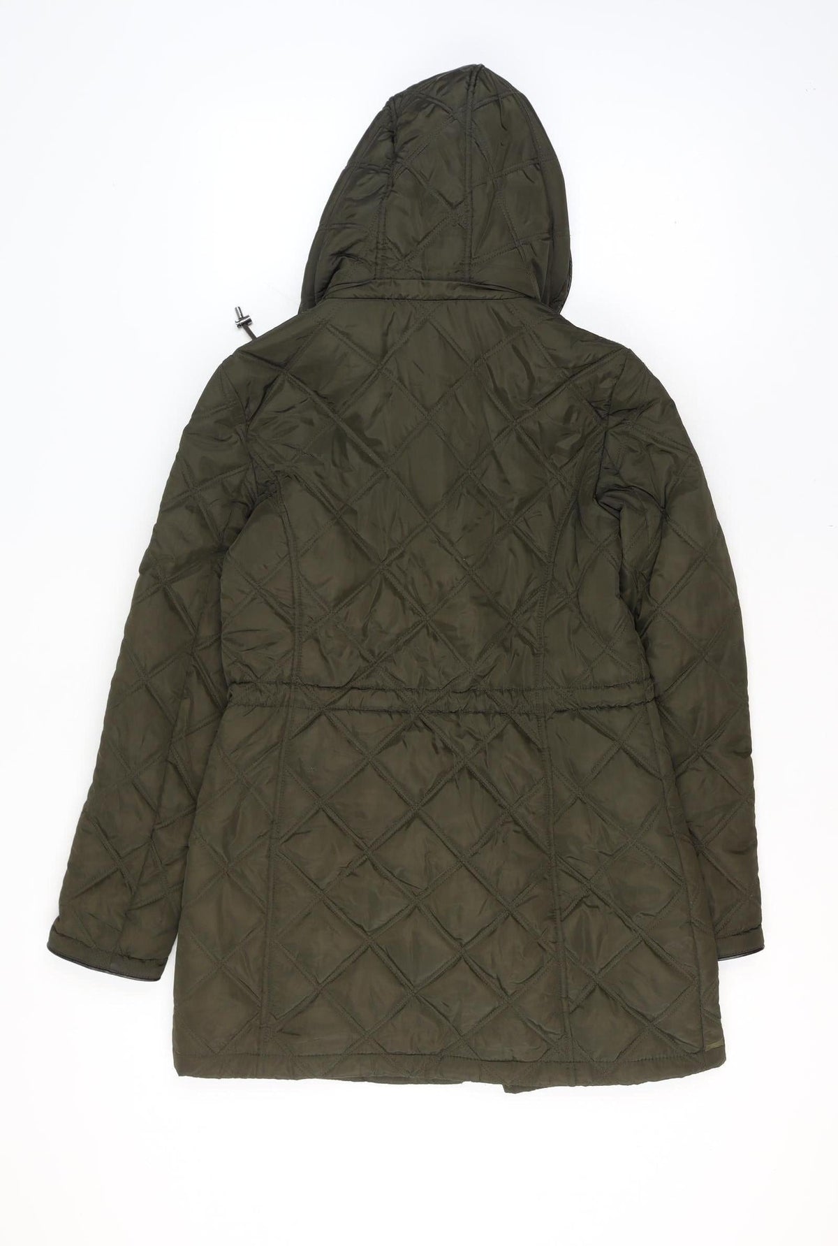 DKNY Women’s Green Small Quilted Hooded Parka Coat