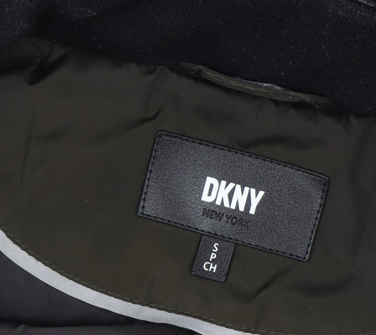 DKNY Women’s Green Small Quilted Hooded Parka Coat