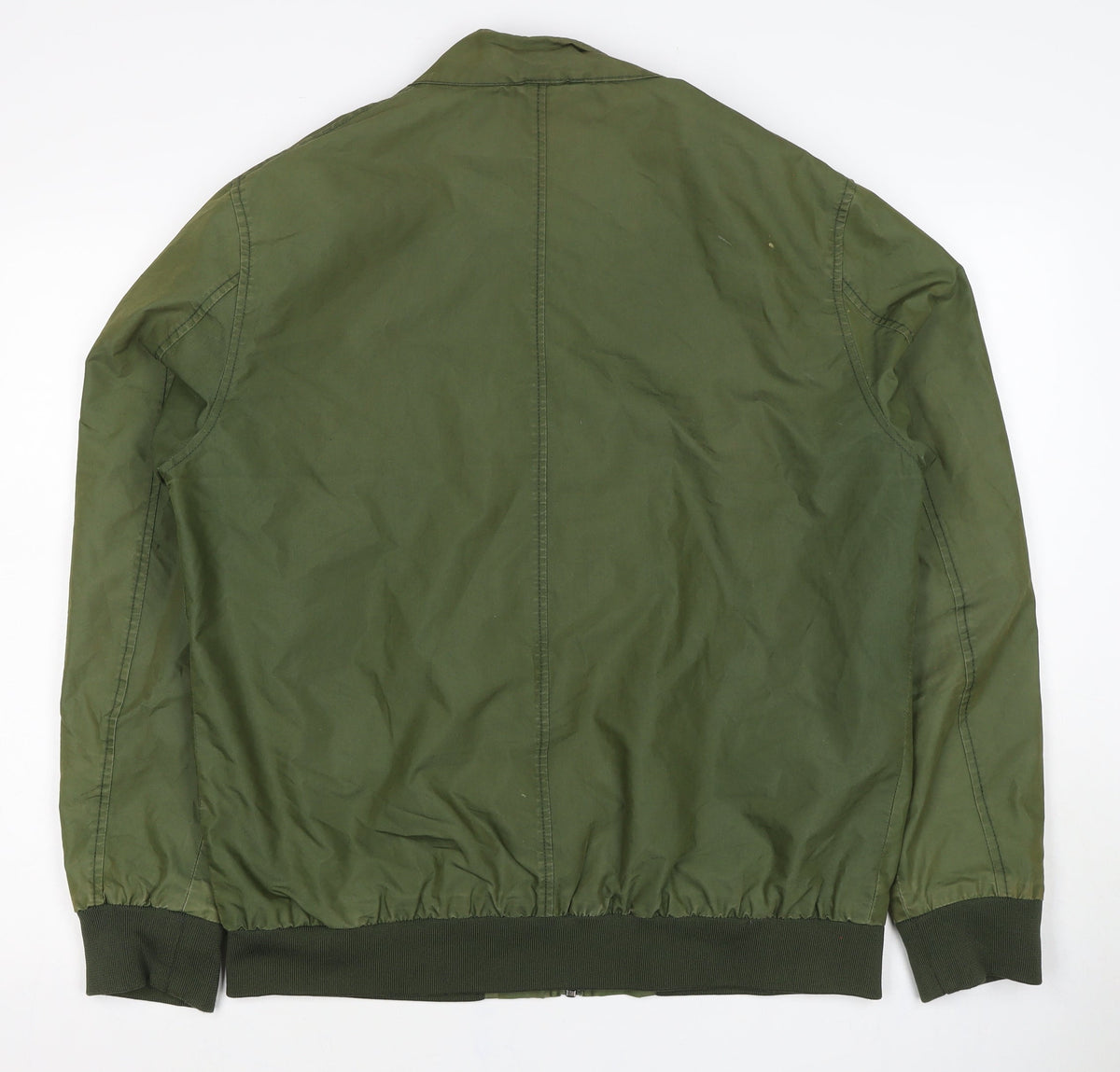 Burton Menswear Men Green L Bomber Jacket Full Zip Stand Collar