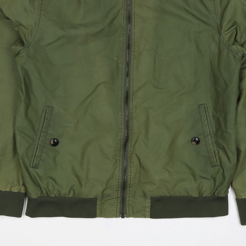 Burton Menswear Men Green L Bomber Jacket Full Zip Stand Collar