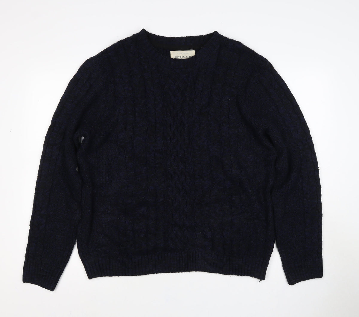 River Island Women’s Navy XS Cable-Knit Crew Neck Pullover Jumper
