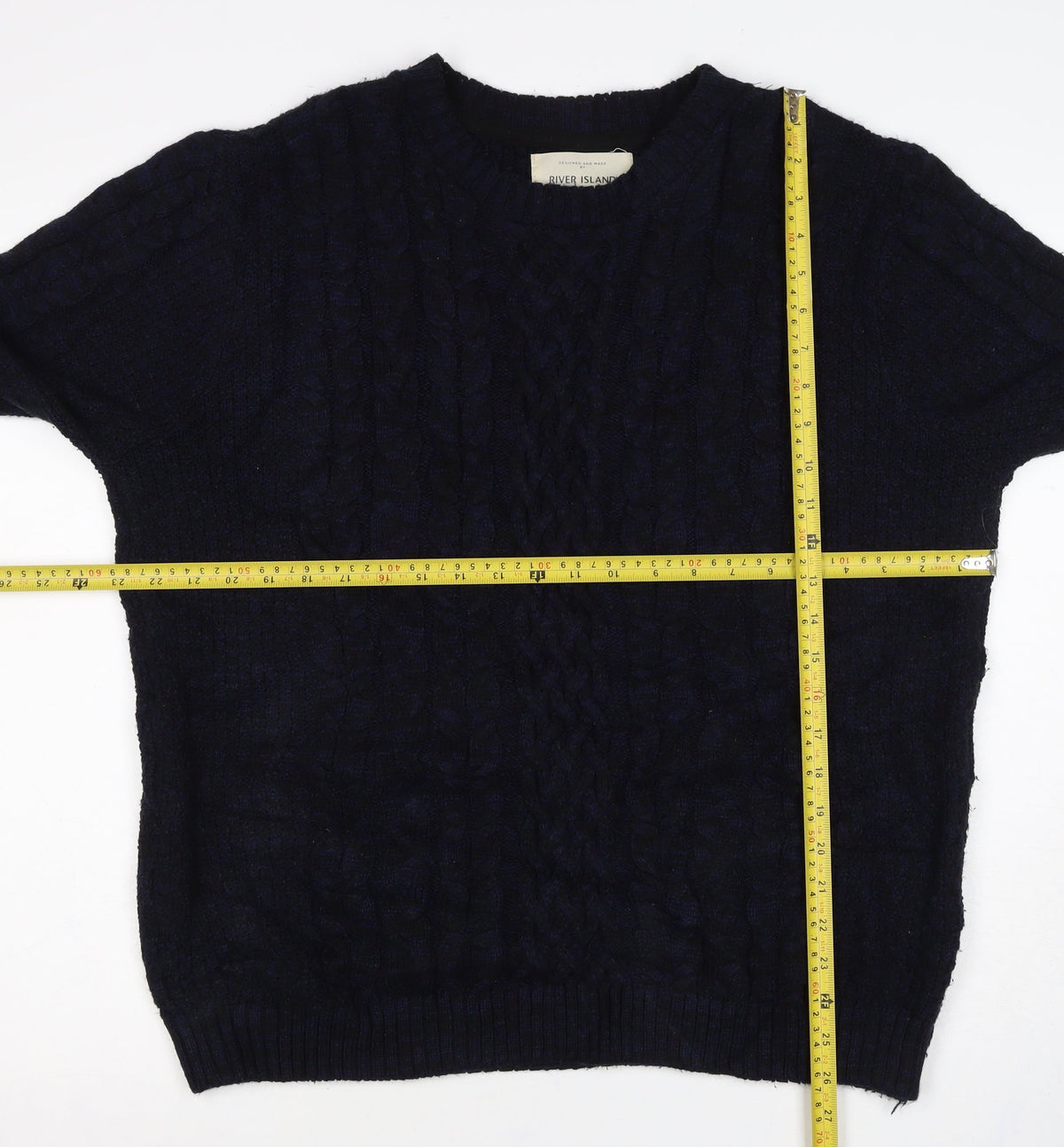 River Island Women’s Navy XS Cable-Knit Crew Neck Pullover Jumper
