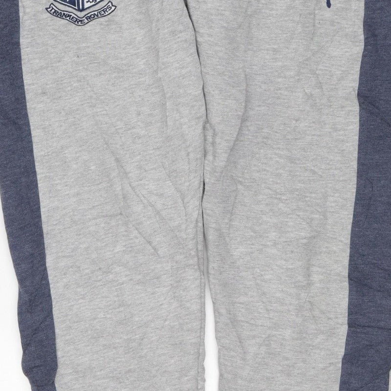 Puma Men’s Grey M Sweatpants Navy Side Stripe Elastic Waist
