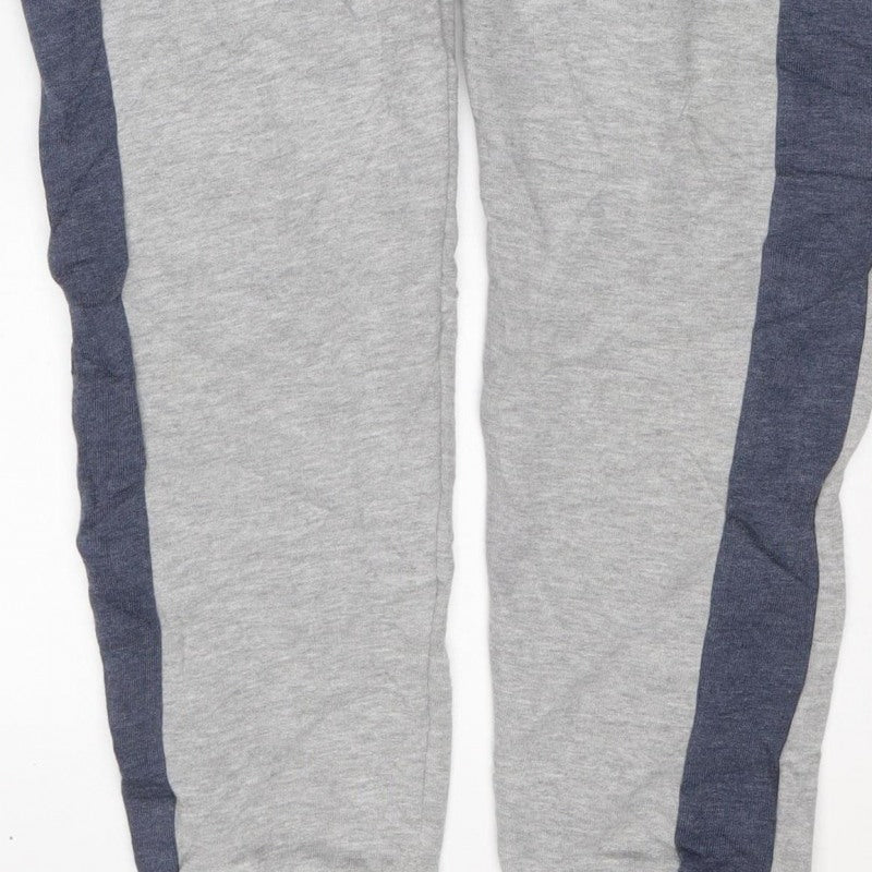 Puma Men’s Grey M Sweatpants Navy Side Stripe Elastic Waist