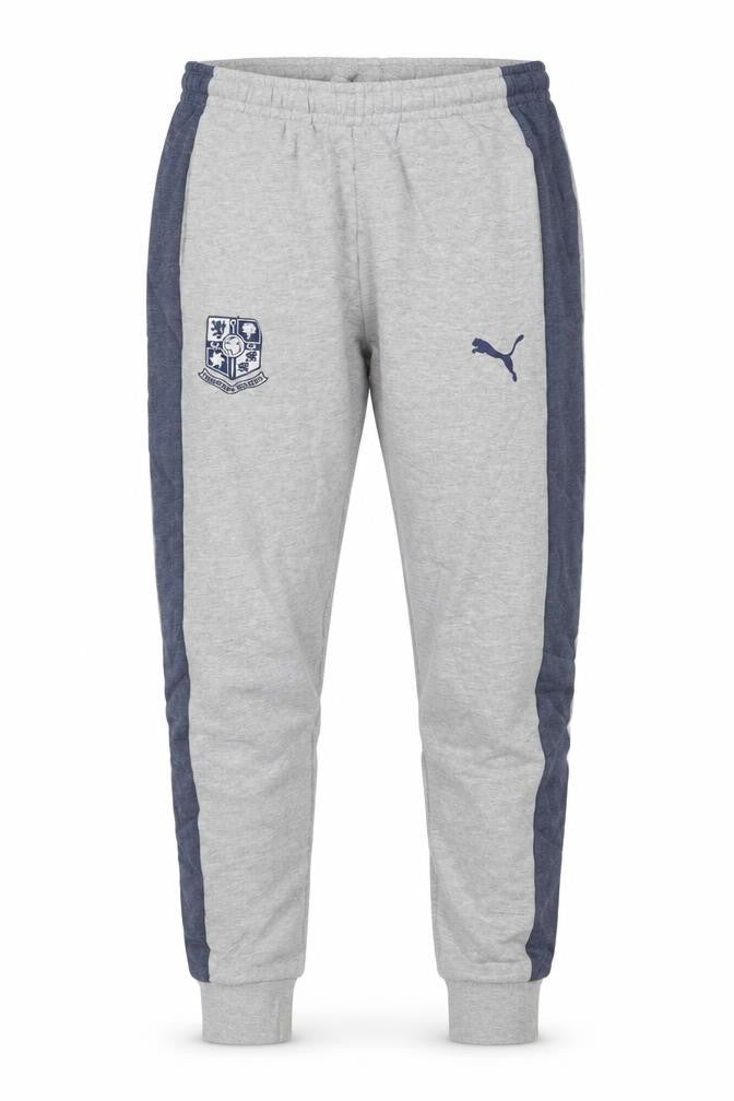Puma Men’s Grey M Sweatpants Navy Side Stripe Elastic Waist