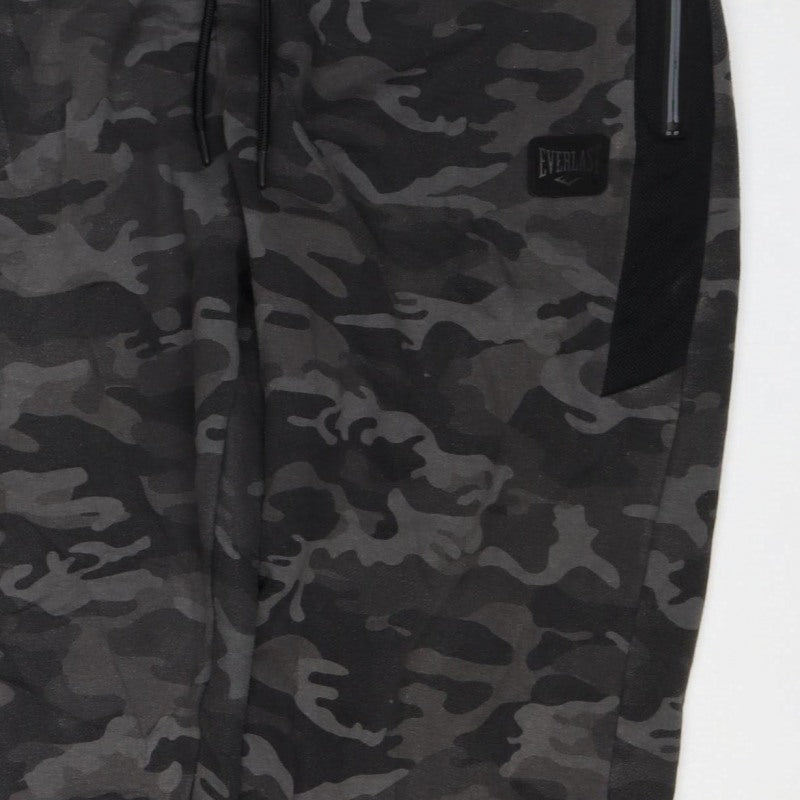 Everlast Men's Black Camo XL Jogger Sweatpants Drawstring Zip Pockets