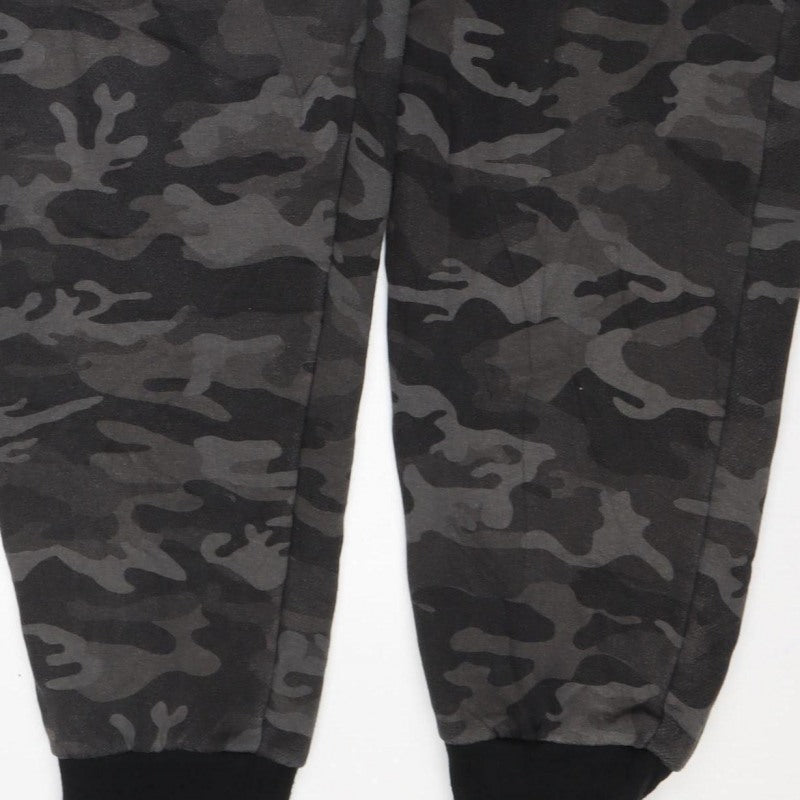 Everlast Men's Black Camo XL Jogger Sweatpants Drawstring Zip Pockets