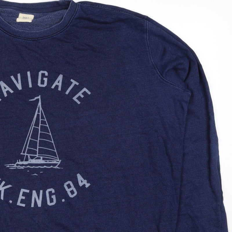 Marks and Spencer Men’s Blue 2XL Pullover Nautical Graphic Sweatshirt