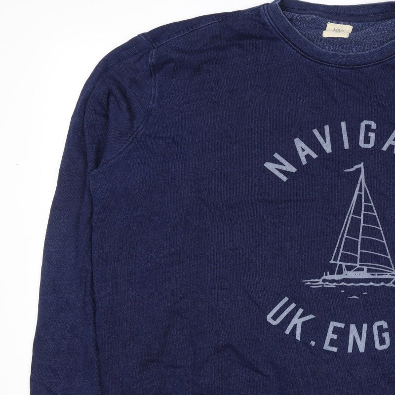 Marks and Spencer Men’s Blue 2XL Pullover Nautical Graphic Sweatshirt