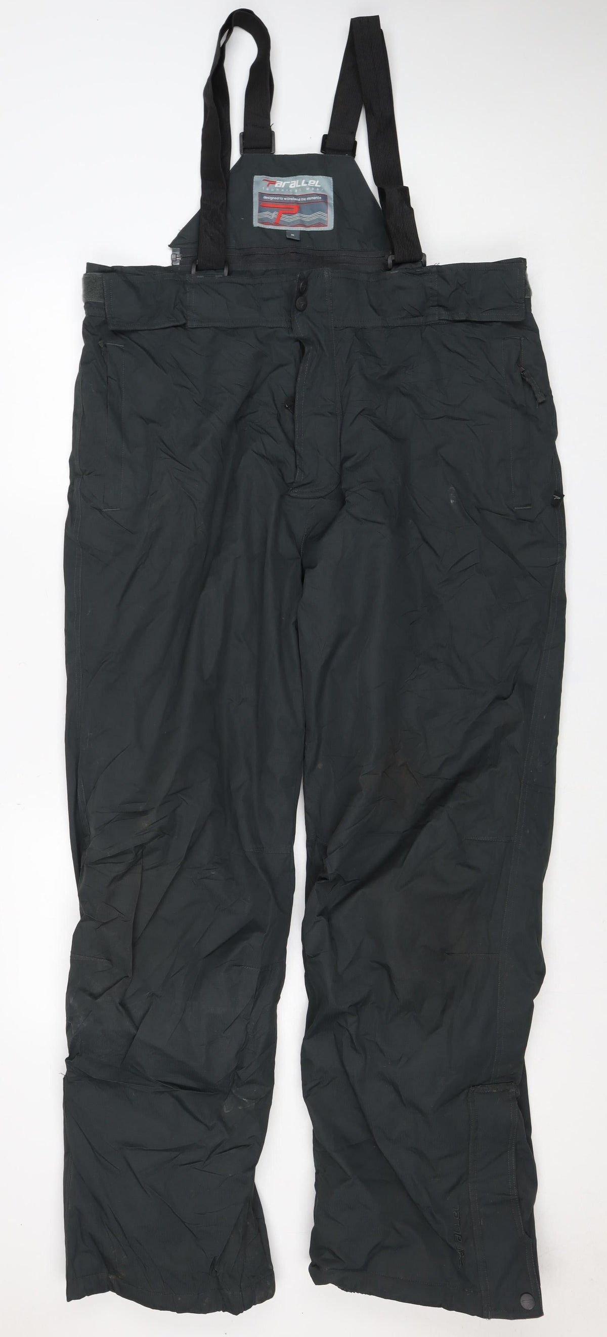 Parall Men's Black XL Ski Snow Bib Trousers Braces Zip Pockets