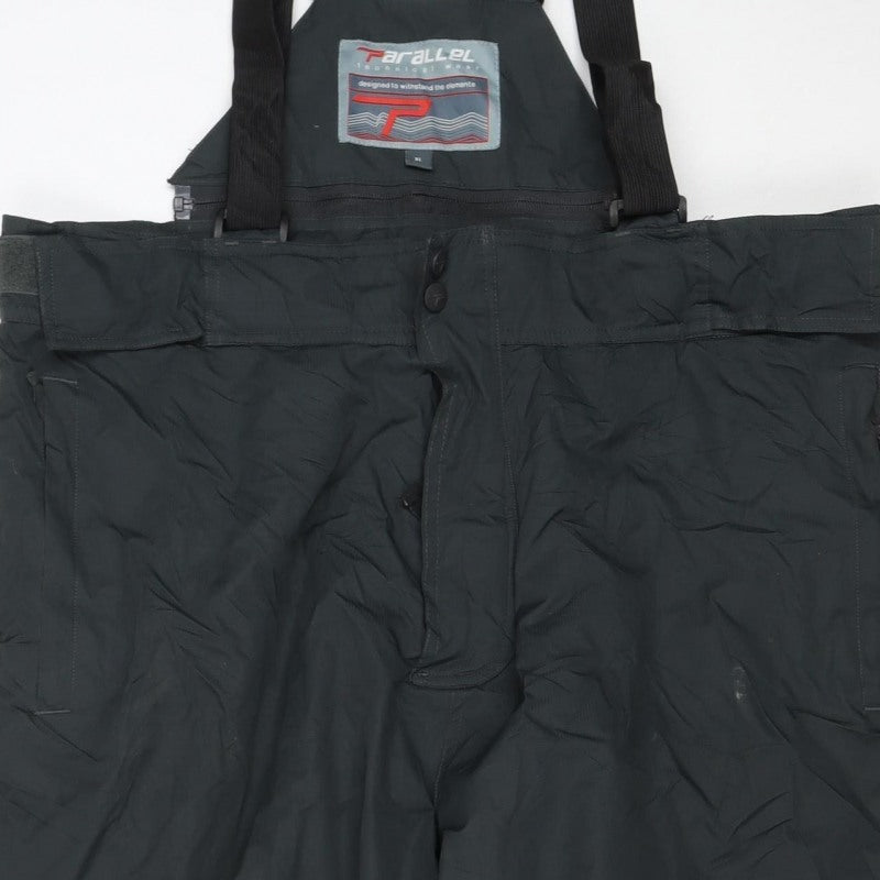 Parall Men's Black XL Ski Snow Bib Trousers Braces Zip Pockets
