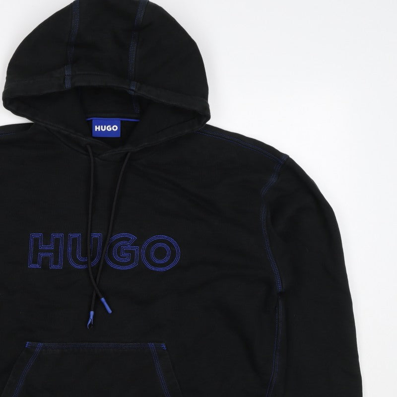 HUGO Men’s Black S Pullover Hoodie Embroidered Logo