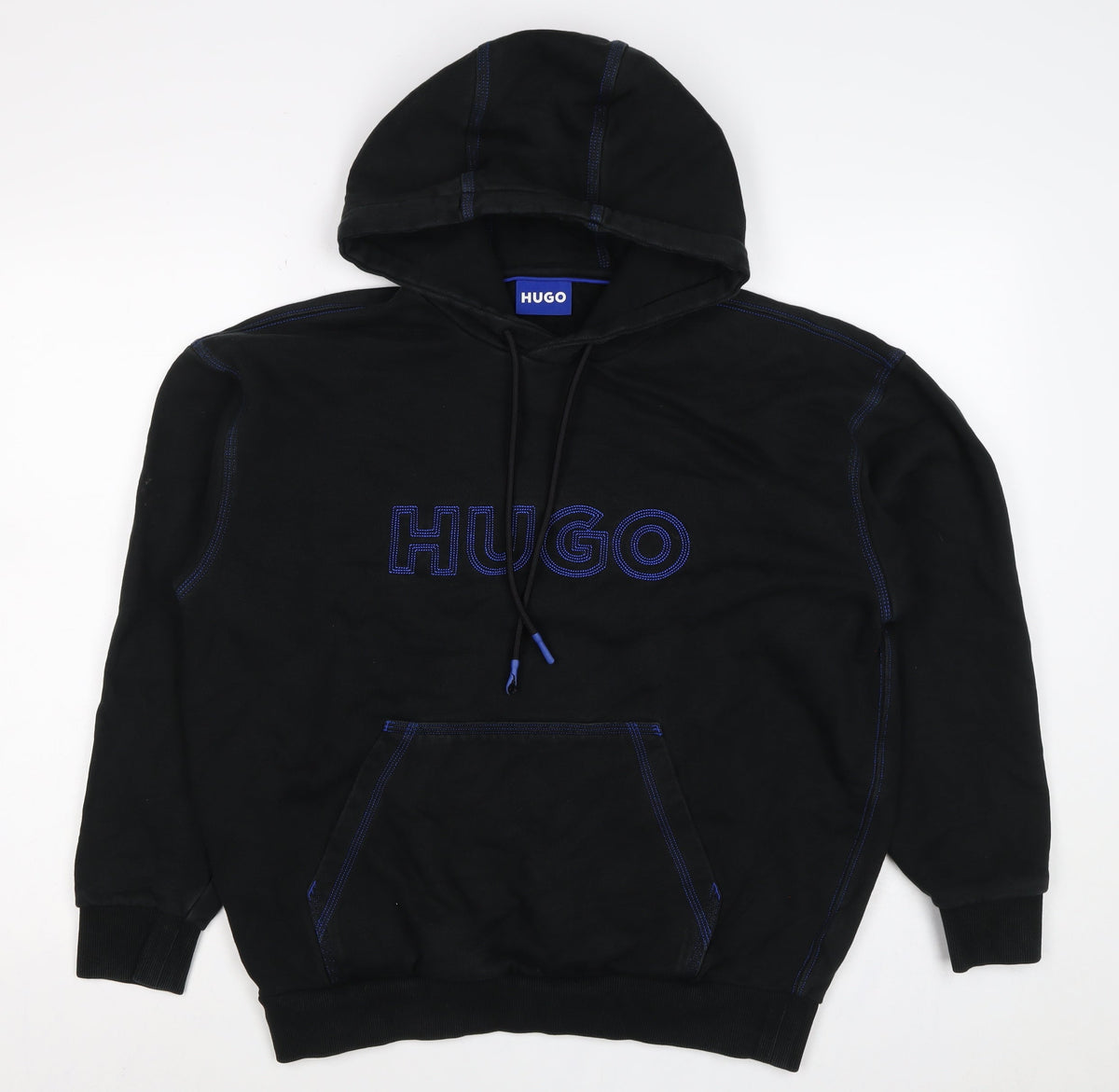 HUGO Men’s Black S Pullover Hoodie Embroidered Logo