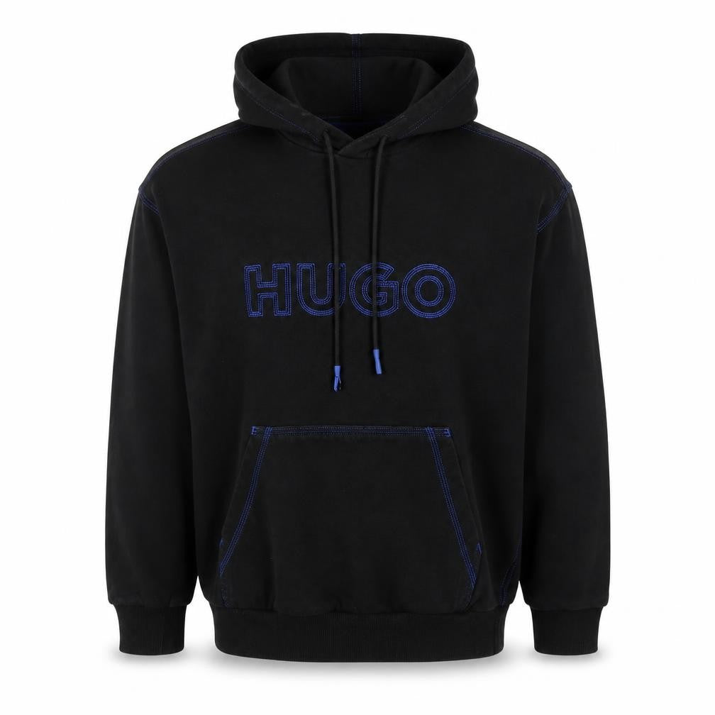 HUGO Men’s Black S Pullover Hoodie Embroidered Logo