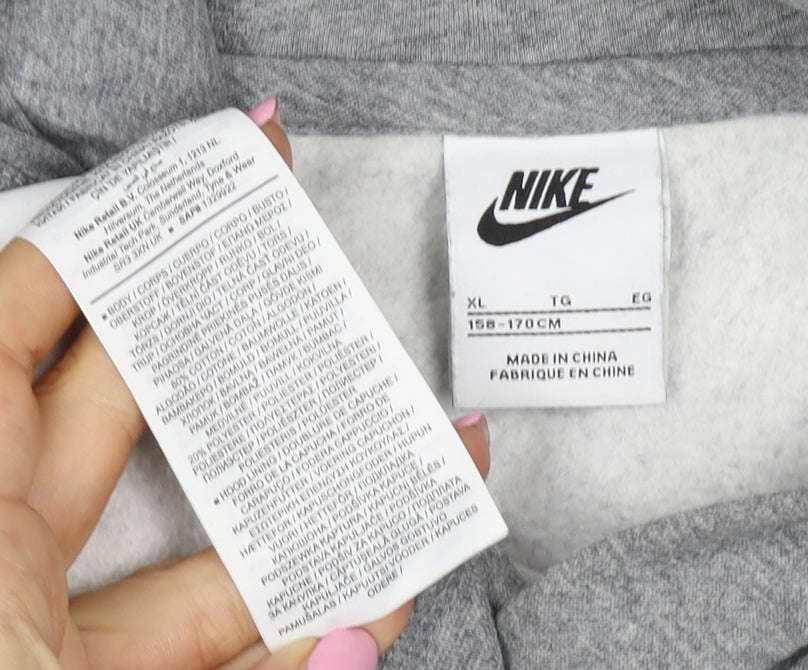 Nike Boys Grey XL Pullover Hoodie Logo Kangaroo Pocket