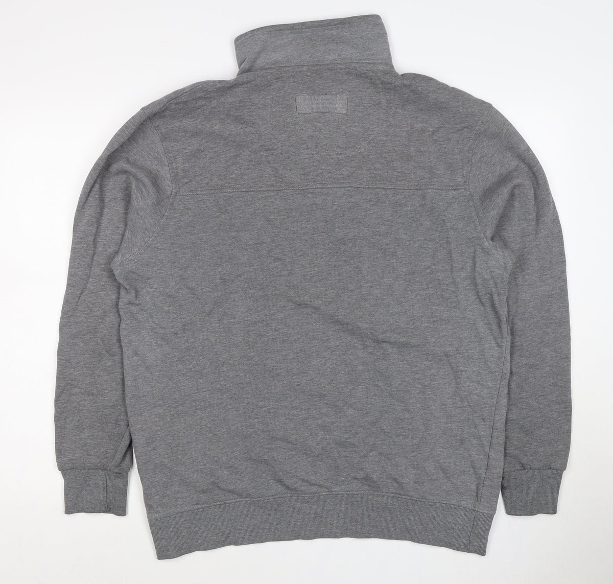 Raging Bull Men’s Grey L Button Henley High Neck Logo Sweatshirt