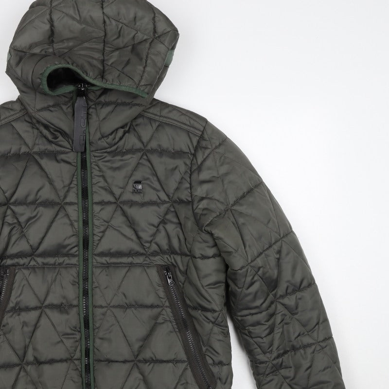 G-Star RAW Men's Green M Quilted Hooded Puffer Jacket