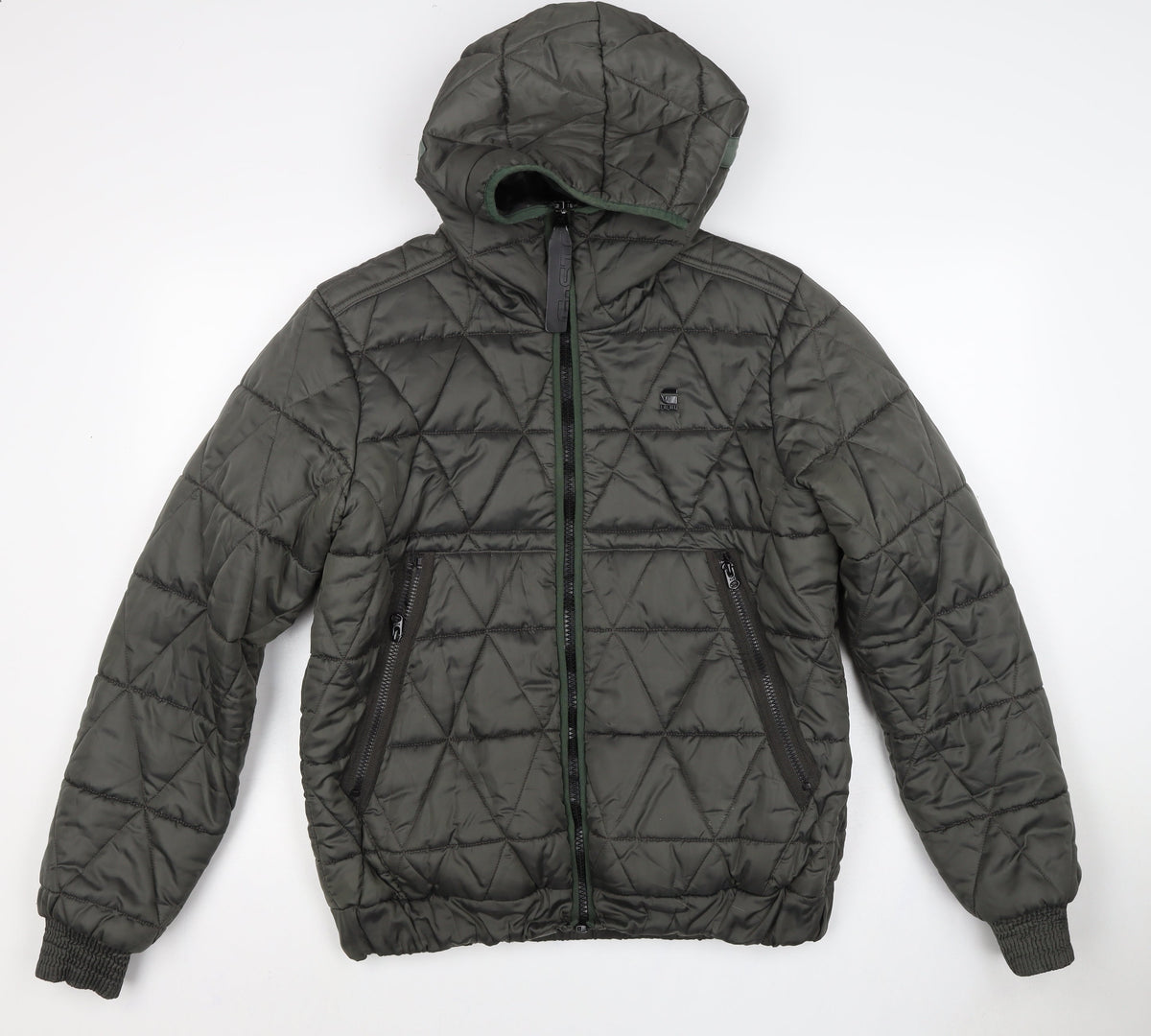 G-Star RAW Men's Green M Quilted Hooded Puffer Jacket