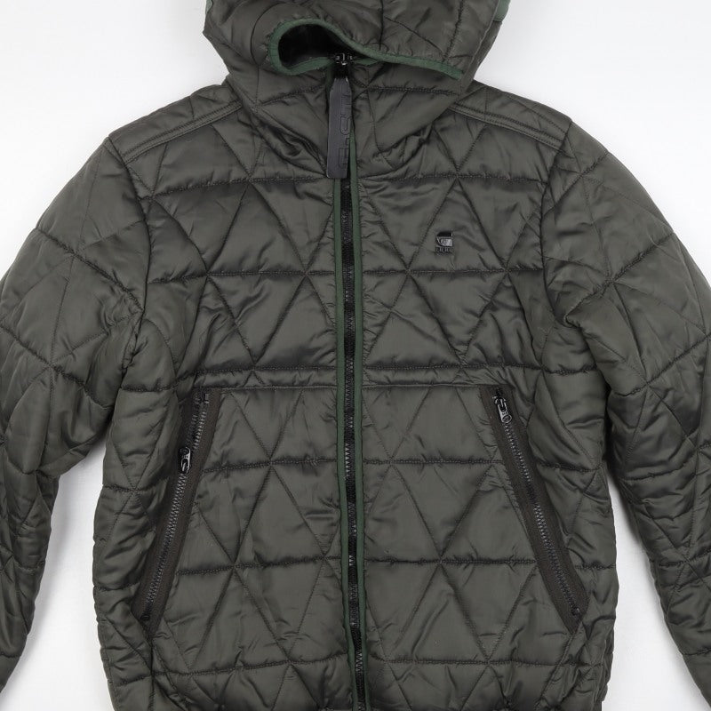 G-Star RAW Men's Green M Quilted Hooded Puffer Jacket