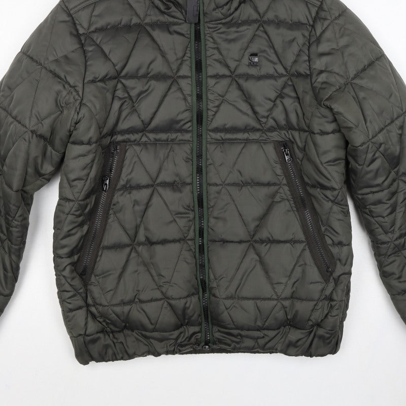 G-Star RAW Men's Green M Quilted Hooded Puffer Jacket
