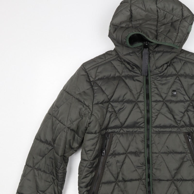 G-Star RAW Men's Green M Quilted Hooded Puffer Jacket