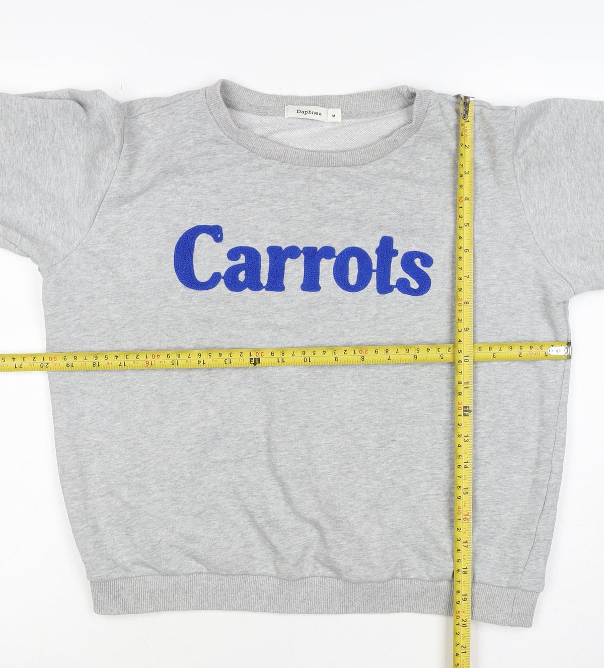 Daphnea Women’s Grey M Carrots Embroidered Cotton Sweatshirt