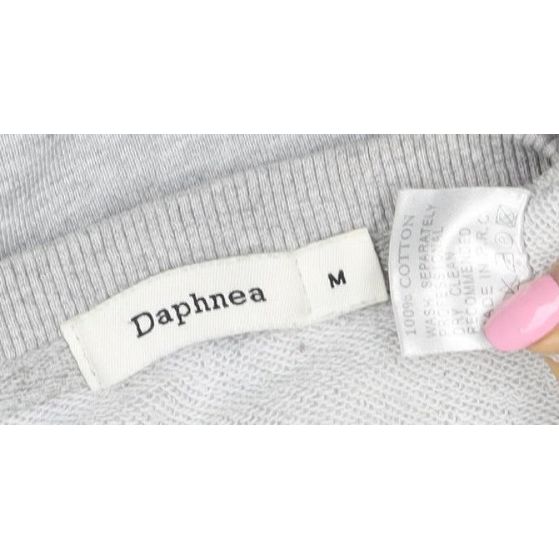 Daphnea Women’s Grey M Carrots Embroidered Cotton Sweatshirt