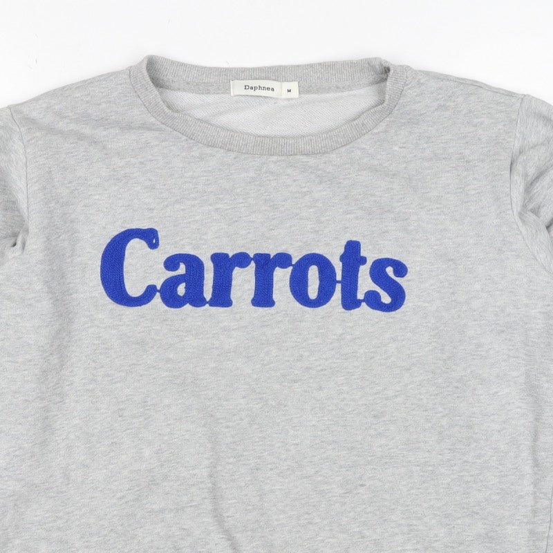 Daphnea Women’s Grey M Carrots Embroidered Cotton Sweatshirt