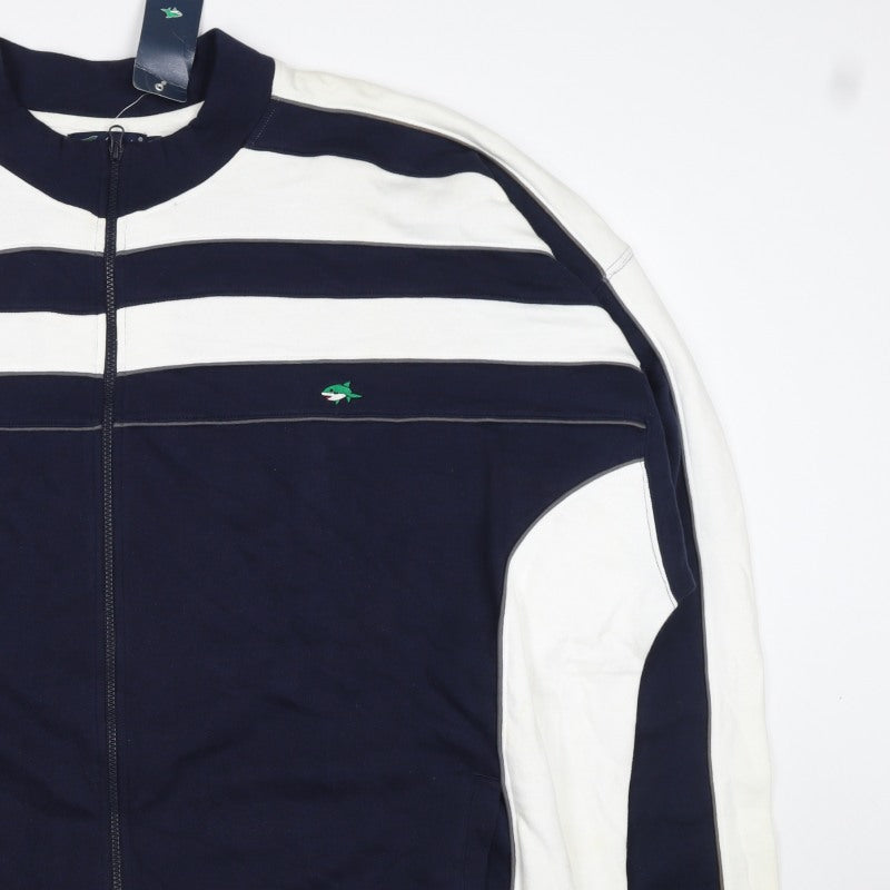 Le Shark Men's Blue 4XL Full Zip Striped Cotton Sweatshirt