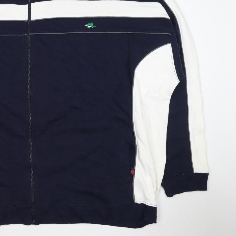 Le Shark Men's Blue 4XL Full Zip Striped Cotton Sweatshirt