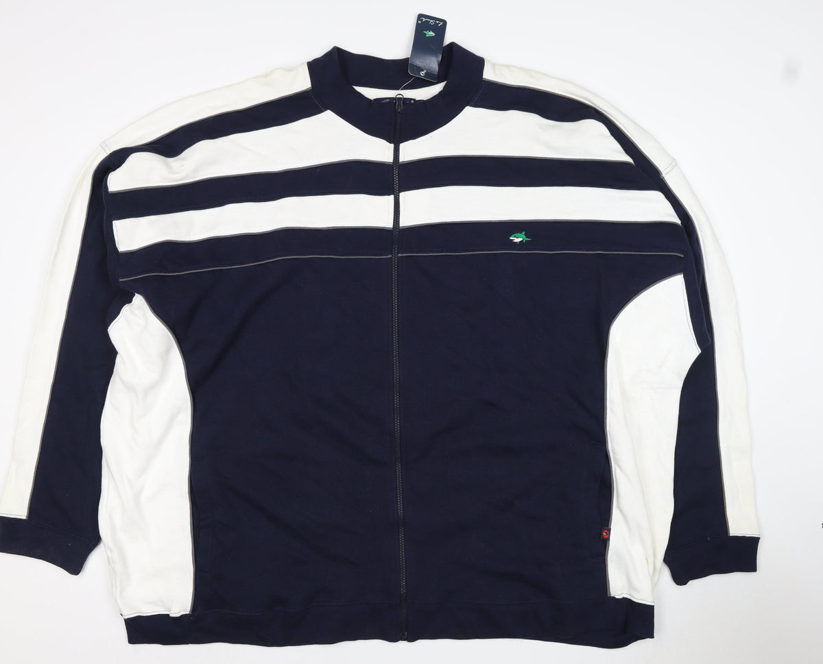 Le Shark Men's Blue 4XL Full Zip Striped Cotton Sweatshirt