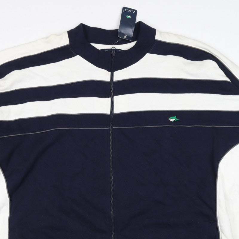 Le Shark Men's Blue 4XL Full Zip Striped Cotton Sweatshirt